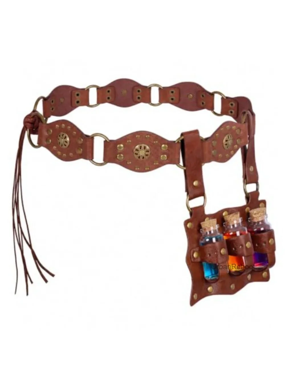 Renaissance Fantasy Belt Set with Removable Potion Bottle, Faux Leather